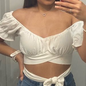 White Xs Puff Tee crop top